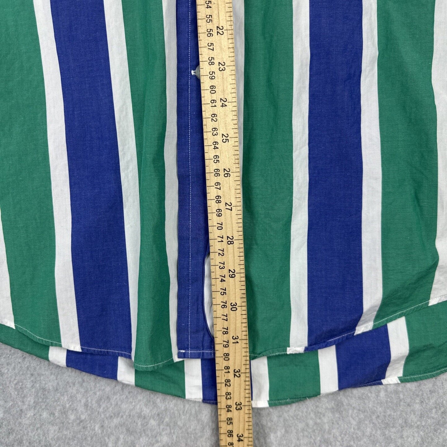Faconnable Men’s Green Blue Striped Button Up Long Sleeve Dress Shirt (XL)